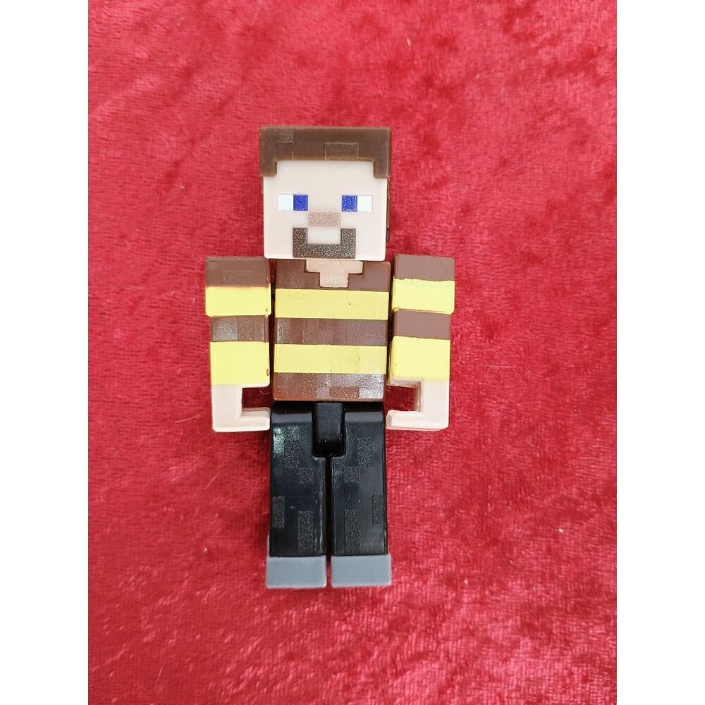 Mattel Minecraft Bees Shirt Steve Action Figure, 3.25-in-Inspired With Articulat